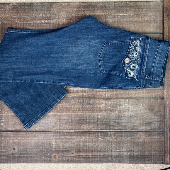 Zena Jeans bootcut embellished pockets 8p darkwash - Picture 4 of 5